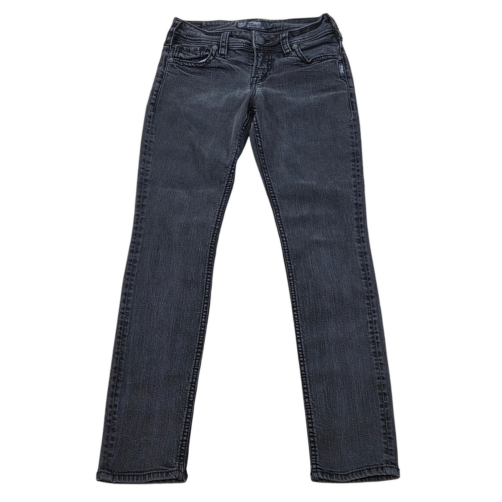 Silver‎ Jeans Suki Mid Skinny Black Denim Jeans Womens W27 L31  27x31